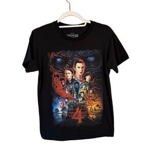 Netflix Stranger Things Season 4 Black Tee Size SM Retro Y2K Graphic Unisex
